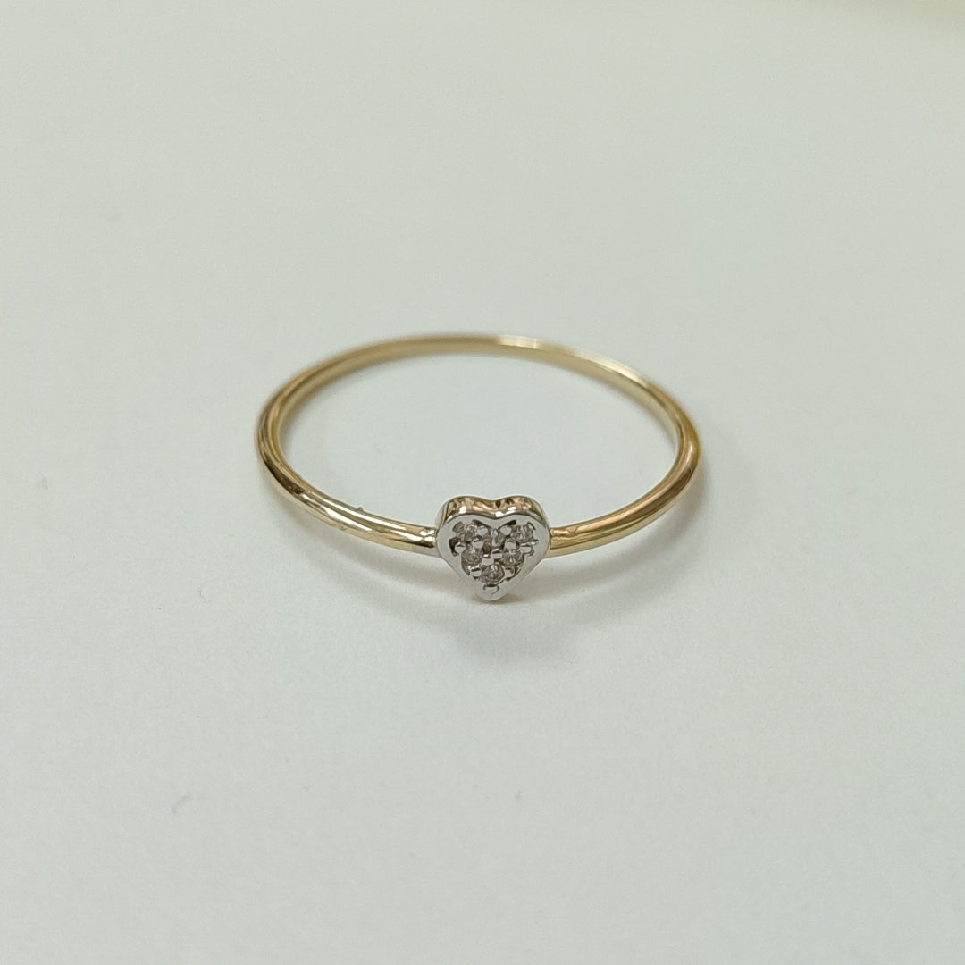 ANILLO ANILLITO CORAZON C CIRCONIA 14K 9 TALLA 0.9 GR (NUEVO)