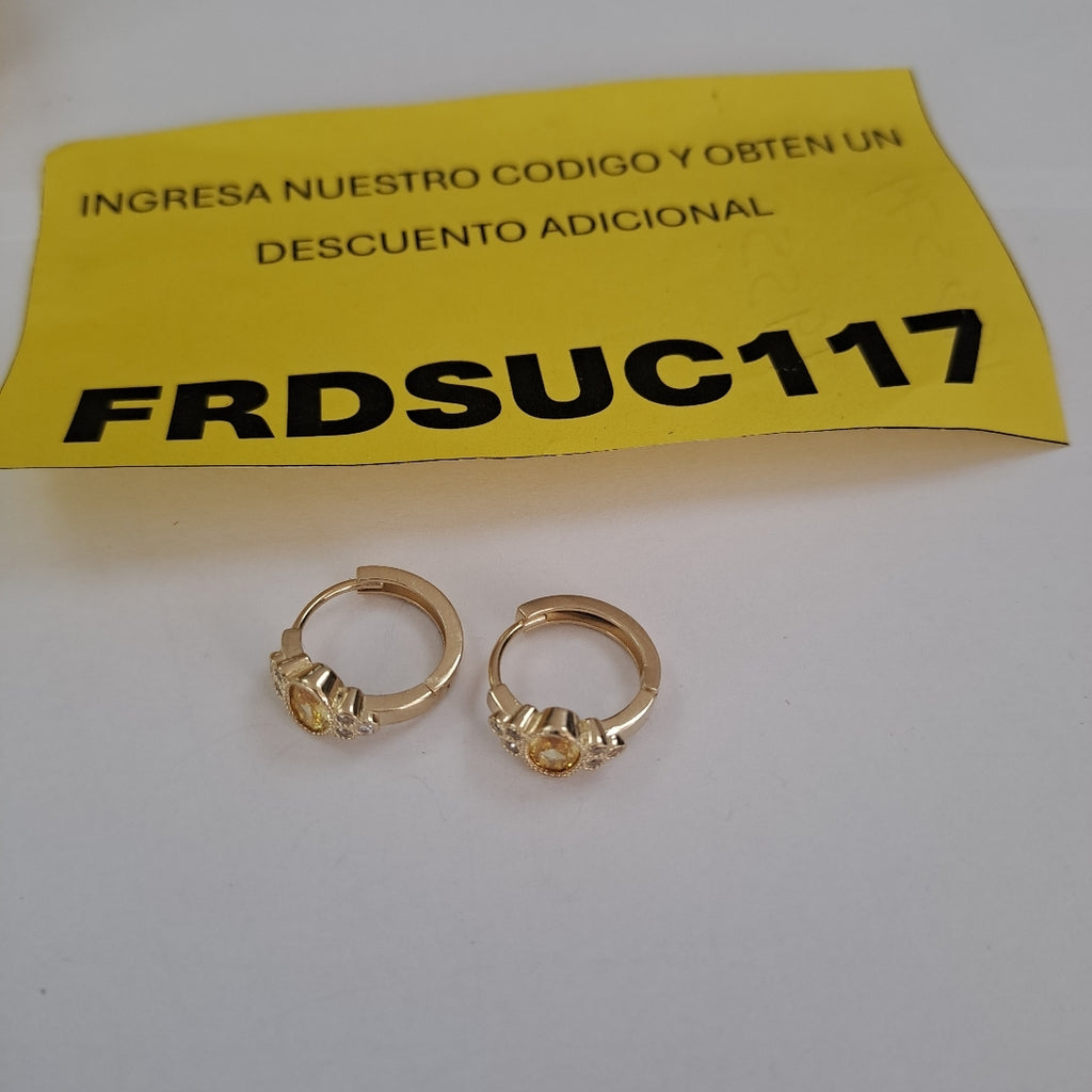 ARETES ARRACADAS CON CIRCONIAS Y PDRAS COL 14K 3.2 GR (NUEVO)