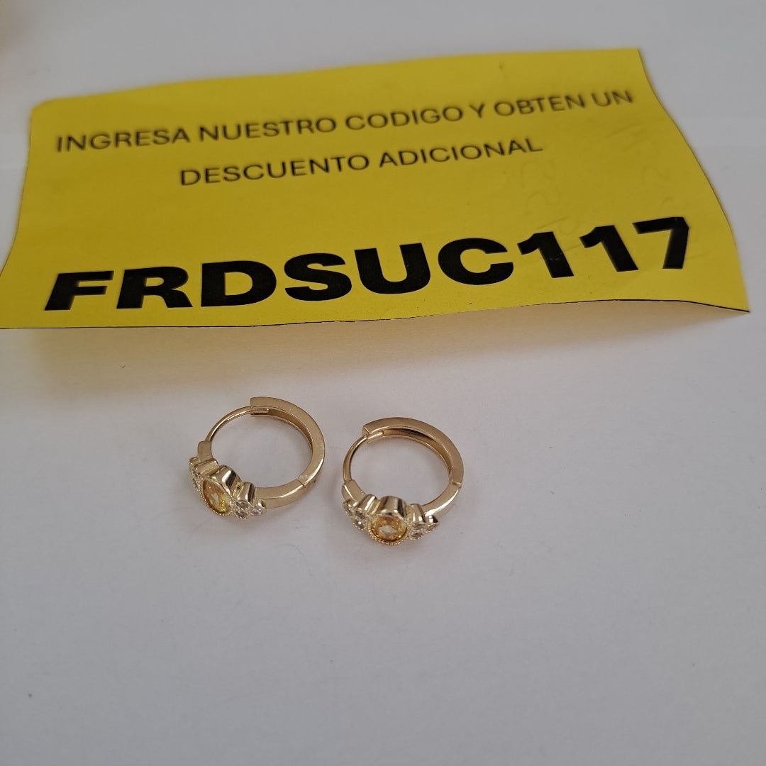 ARETES ARRACADAS CON CIRCONIAS Y PDRAS COL 14K 3.2 GR (NUEVO)