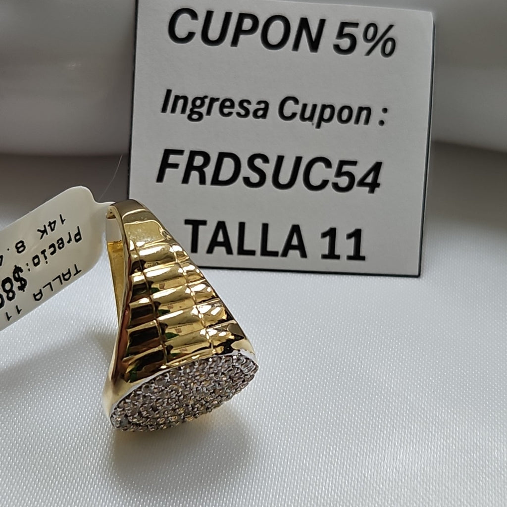 ANILLO C CIRCONIAS 14K 11 TALLA 8.4 GR (NUEVO)