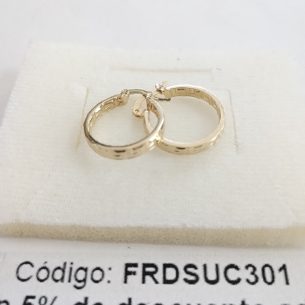 ARETES TEJIDO ARRACADAS TIPO GRECAS 14K 2 GR (NUEVO)