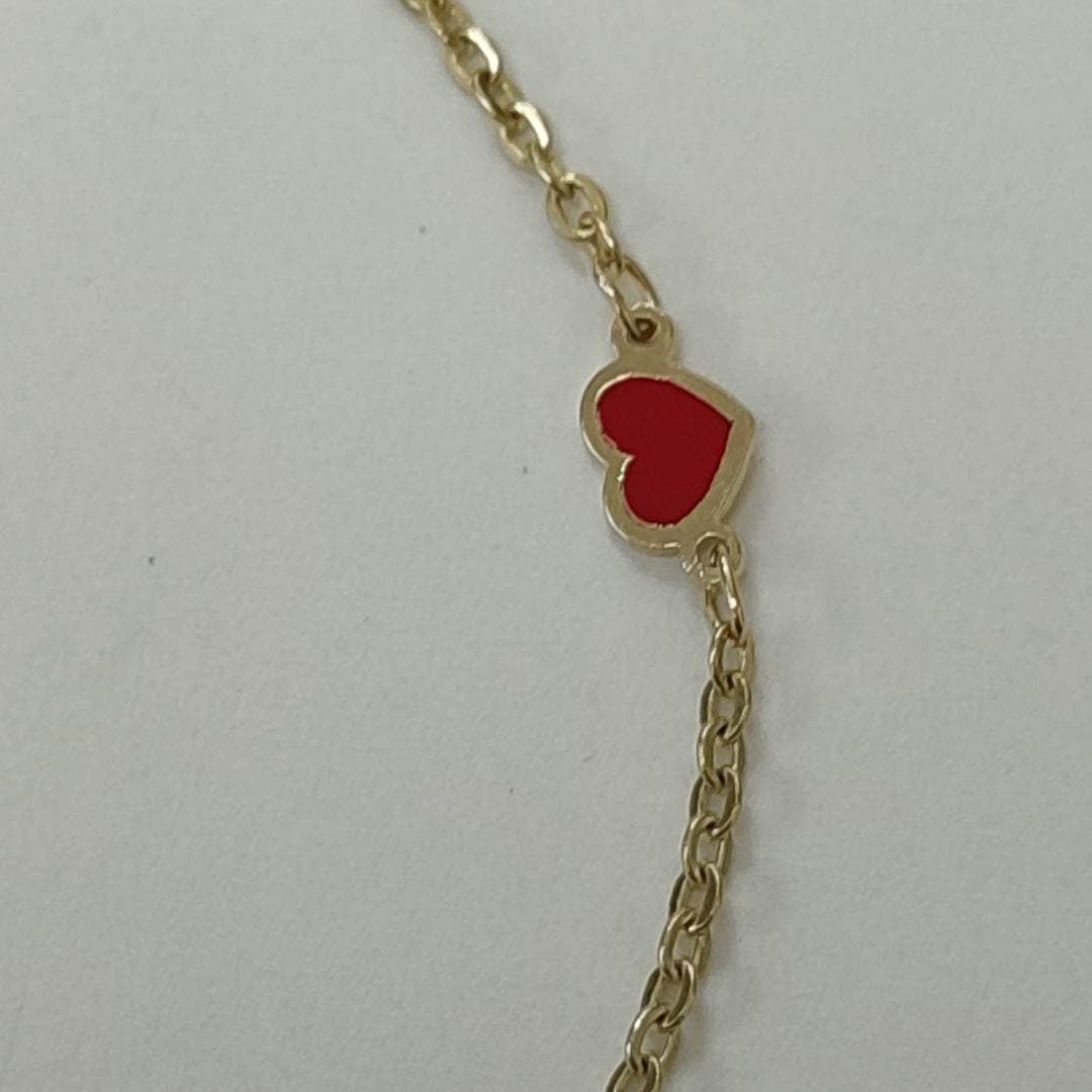 PULSERA ESPECIAL CON CORAZONES 14K 18 CM 1.4 GR (NUEVO)