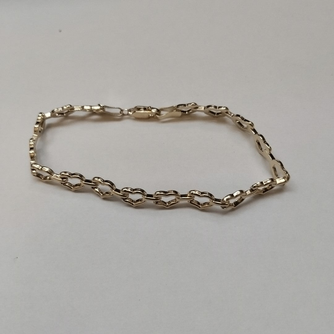PULSERA ESPECIAL CON CORAZONES 14K 18 CM 4.4 GR (NUEVO)