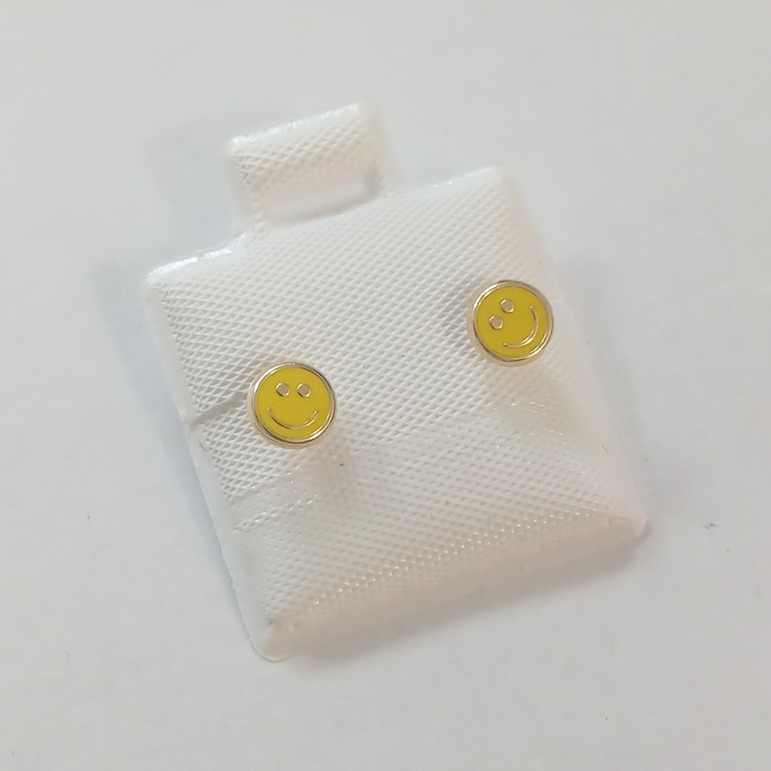 BROQUELES BROQUEL FIG SONRISA ESMALTE AMARILLO 14K 0.2074 GR (NUEVO)
