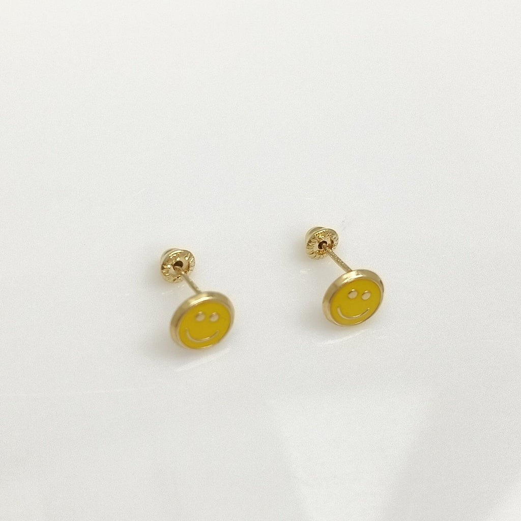 BROQUELES BROQUEL FIG SONRISA ESMALTE AMARILLO 14K 0.2074 GR (NUEVO)