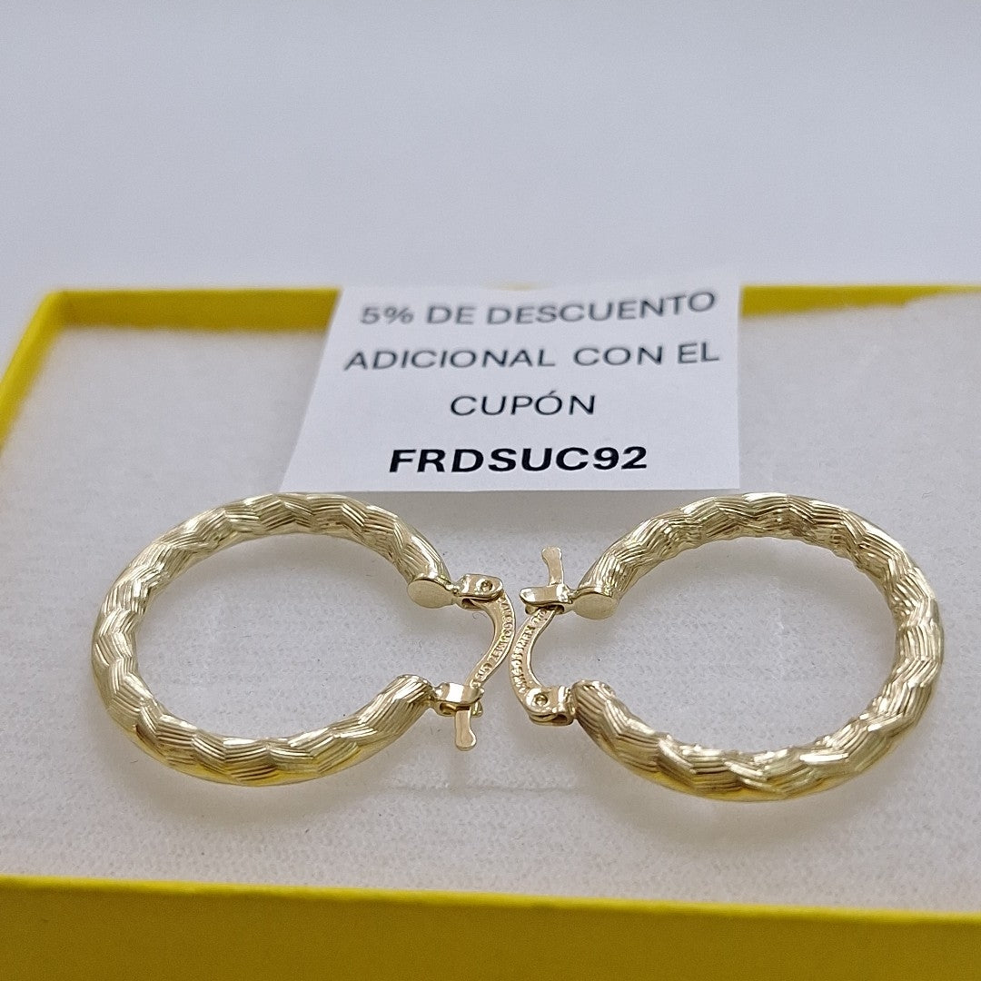 ARETES TEJIDO ARRACADA LABRADA 14K 2.7 GR (NUEVO)