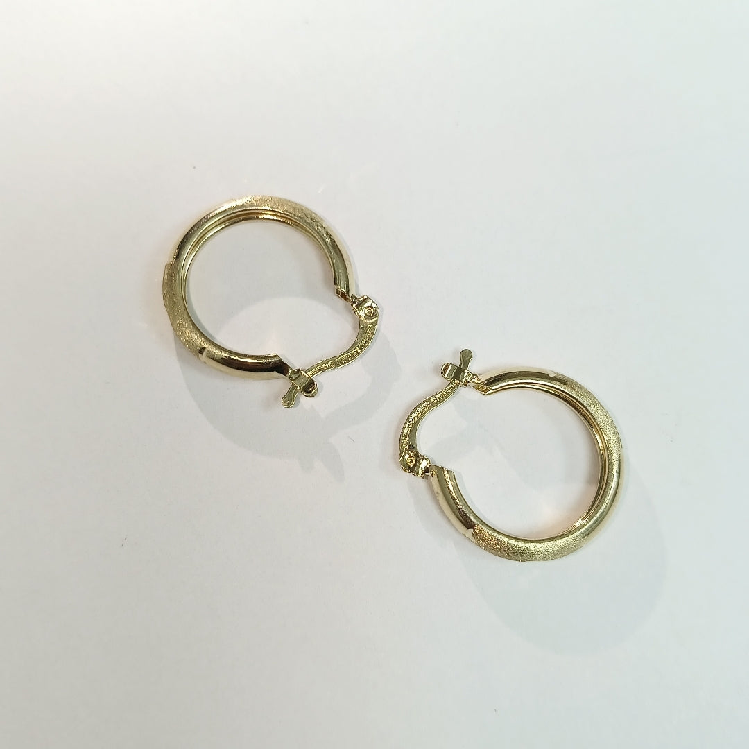 ARETES TEJIDO ARRACADA SATINADA 14K 2.5 GR (NUEVO)