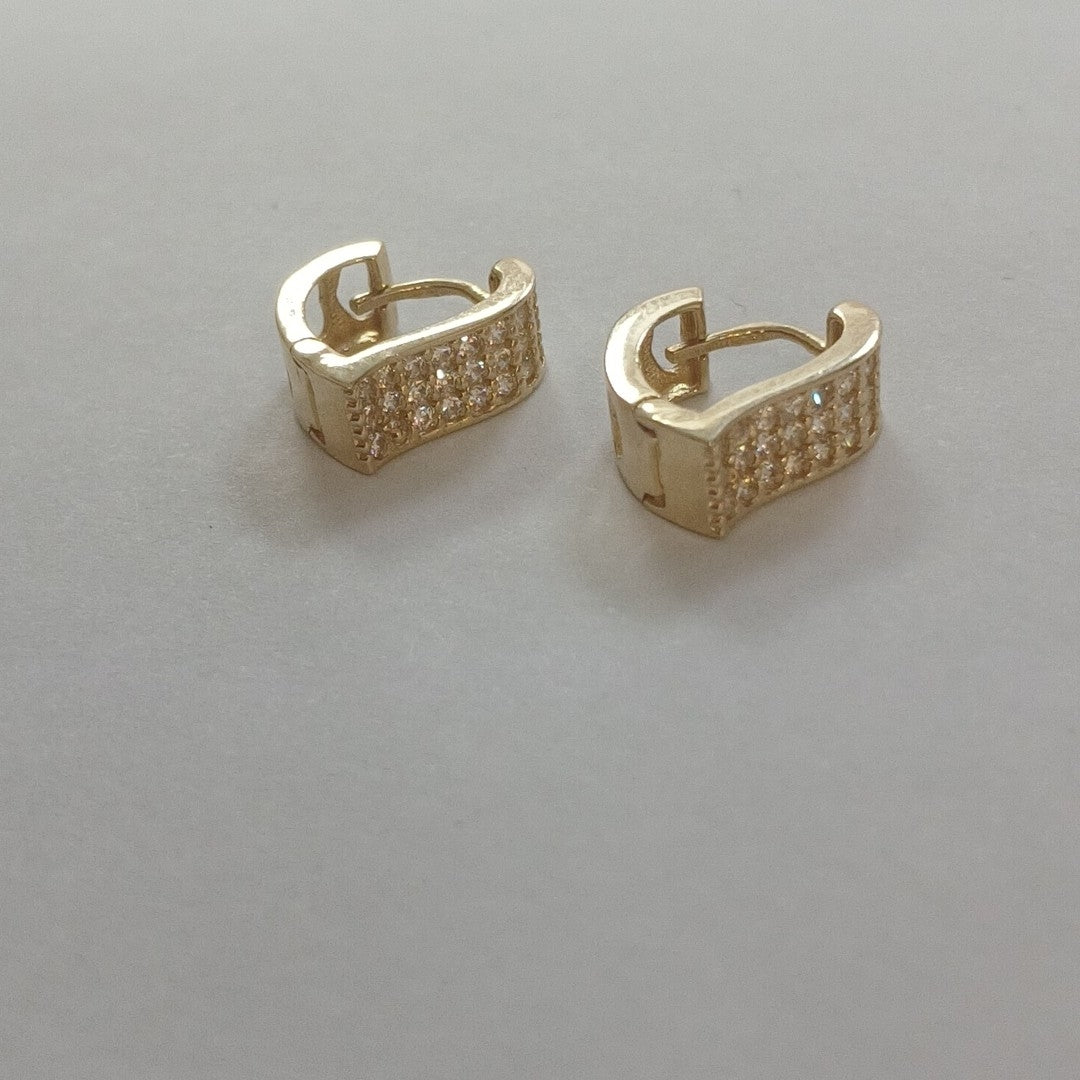 ARETES ARRACADAS CORAZON C CIRCONIAS 14K 2.1 GR (NUEVO)