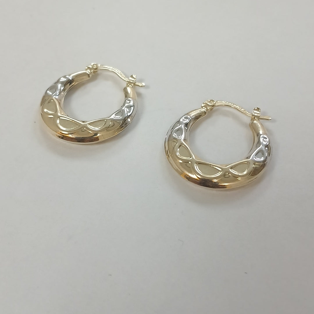 ARETES ARRACADAS COMBINADAS CON INFINITO 14K 2.3 GR (NUEVO)