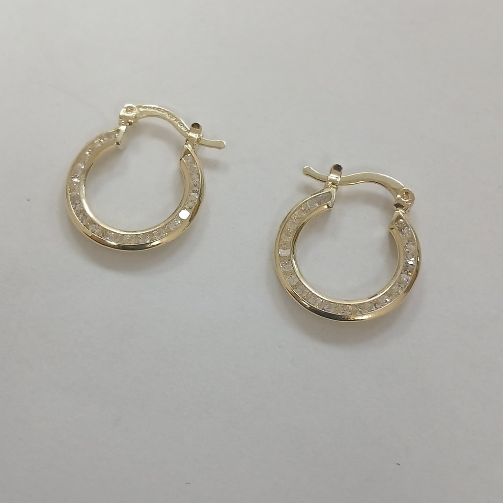 ARETES ARRACADAS CON CIRCONIAS 14K 2.3 GR (NUEVO)