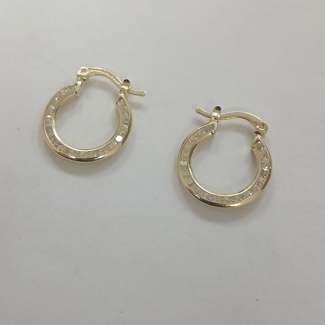 ARETES ARRACADAS CON CIRCONIAS 14K 2.3 GR (NUEVO)