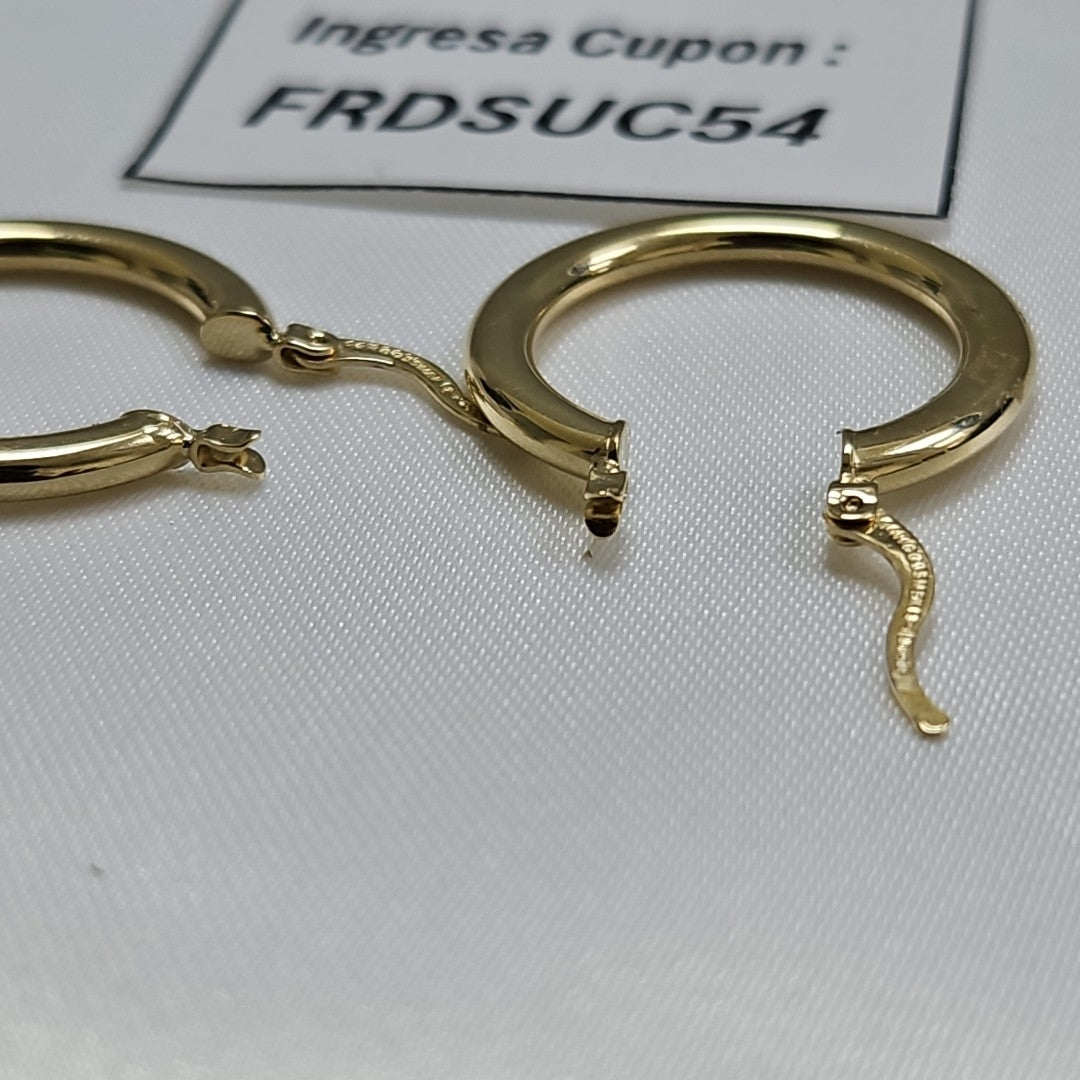 ARETES TEJIDO ARRACADA LISA 14K 2 GR (NUEVO)