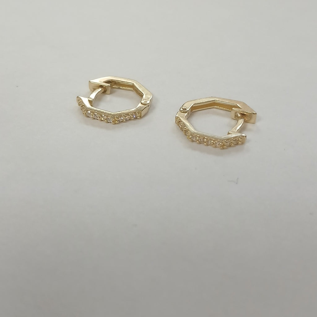 ARETES HUGIES C CIRCONIAS 14K 1.5 GR (NUEVO)