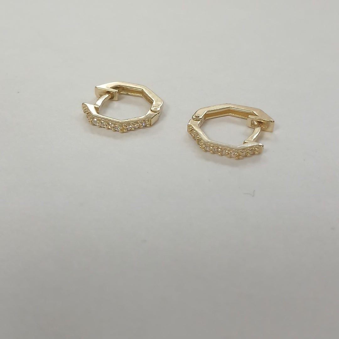 ARETES HUGIES C CIRCONIAS 14K 1.5 GR (NUEVO)
