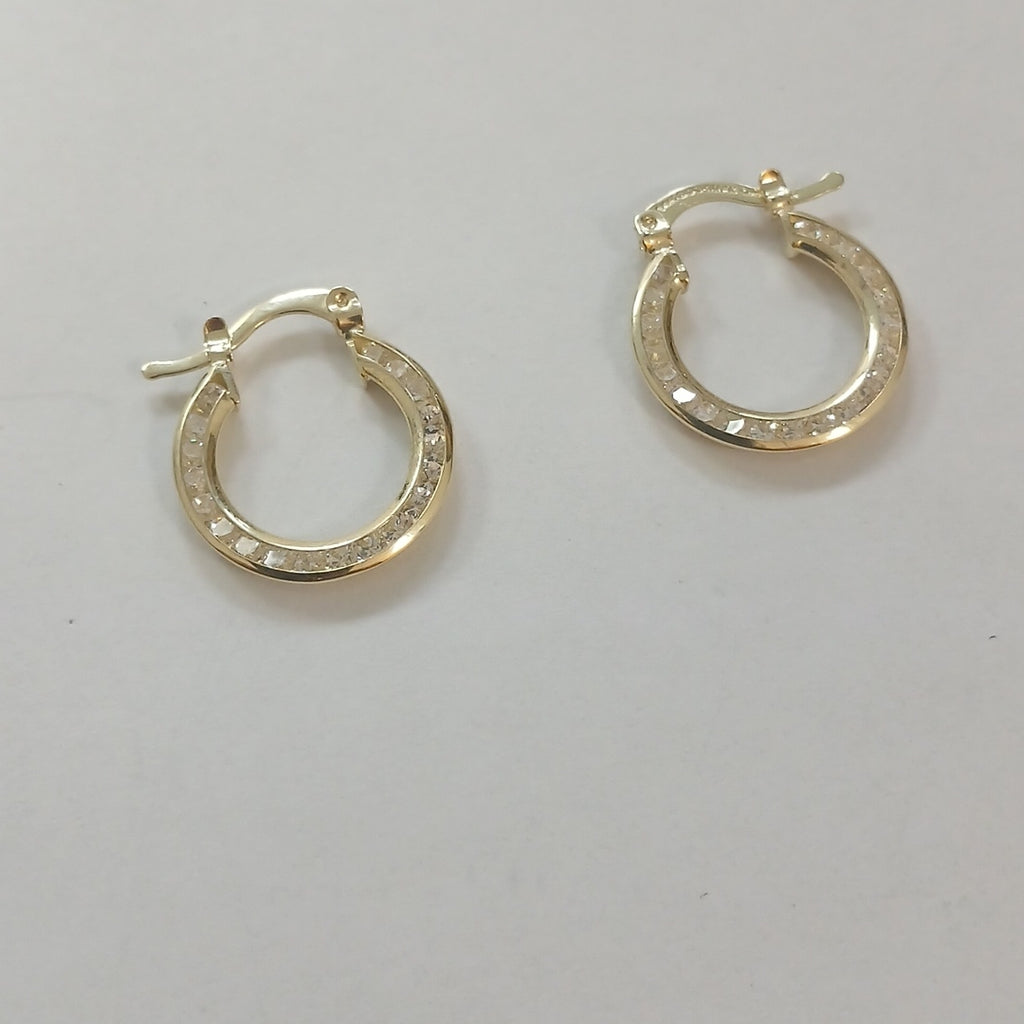 ARETES ARRACADAS CON CIRCONIAS 14K 2.4 GR (NUEVO)
