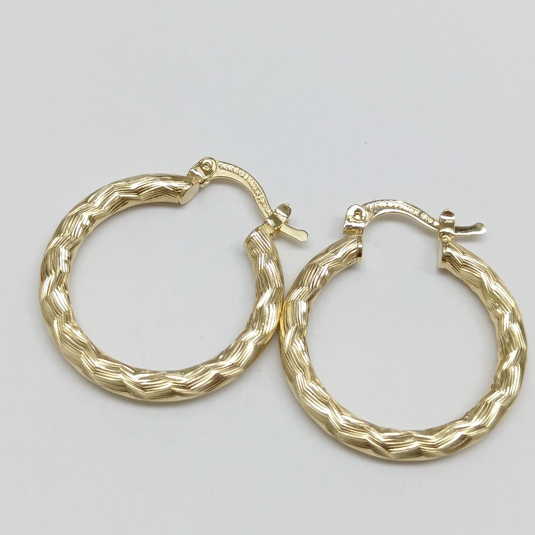 ARETES TEJIDO ARRACADA LABRADA 14K 2.6 GR (NUEVO)