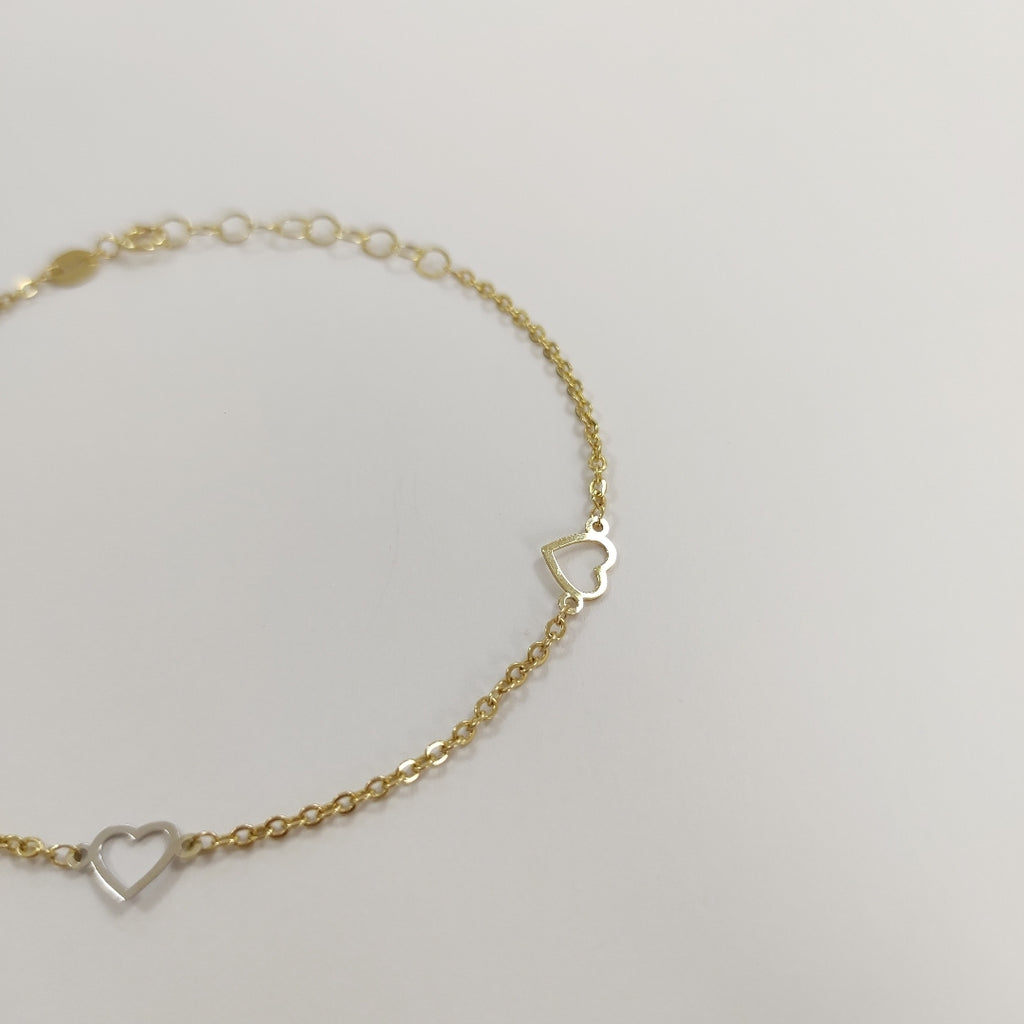 PULSERA ESPECIAL CON CORAZONES 10K 18 CM 1.3 GR (NUEVO)