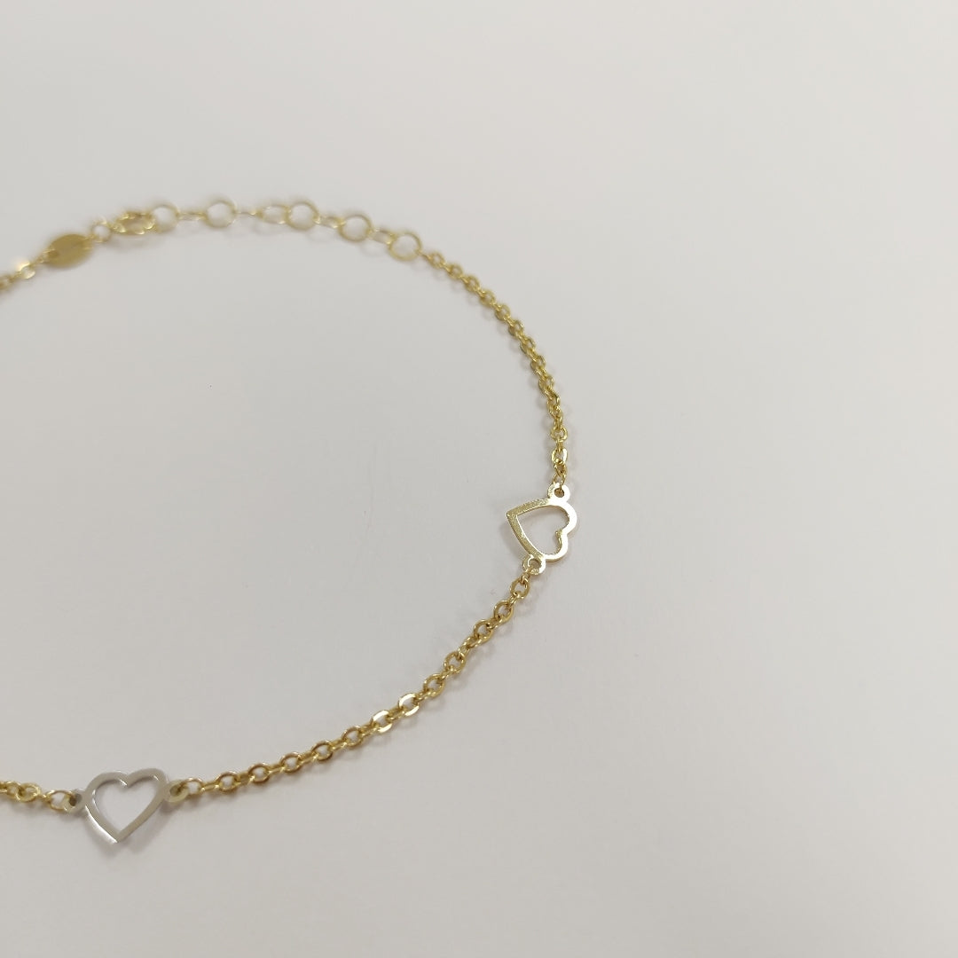 PULSERA ESPECIAL CON CORAZONES 10K 18 CM 1.3 GR (NUEVO)