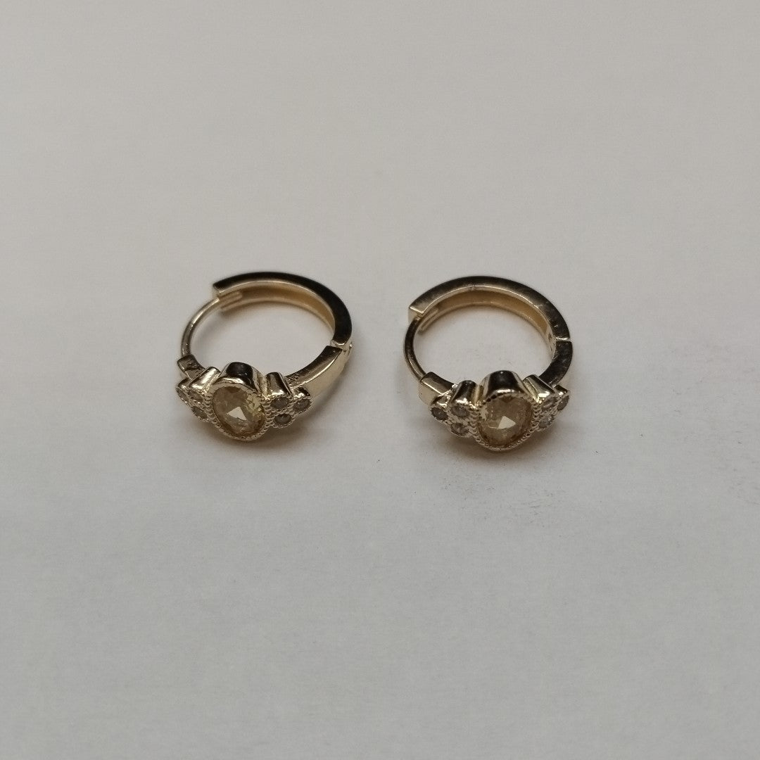 ARETES ARRACADAS CON CIRCONIAS Y PDRAS COL 14K 3.3 GR (NUEVO)