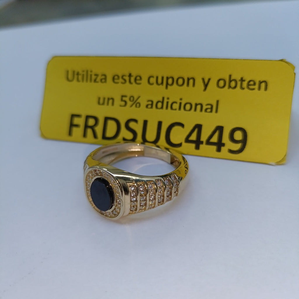 ANILLOS CON ONIX Y CIRCONIAS 14K TALLA 11.5 5.3 GR (NUEVO)