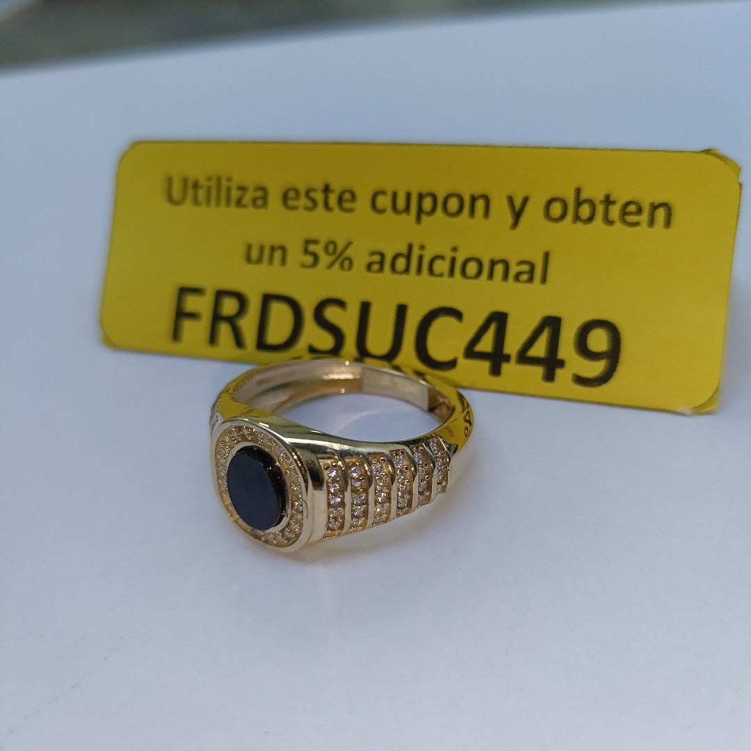 ANILLOS CON ONIX Y CIRCONIAS 14K TALLA 11.5 5.3 GR (NUEVO)