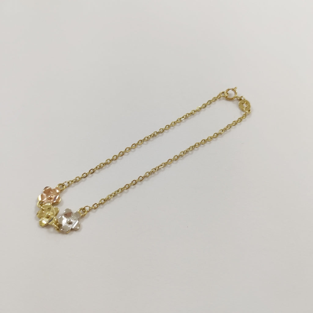 PULSERA TEJIDO ESPECIAL FIG FLORES 14K 18 CM 2 GR (NUEVO)