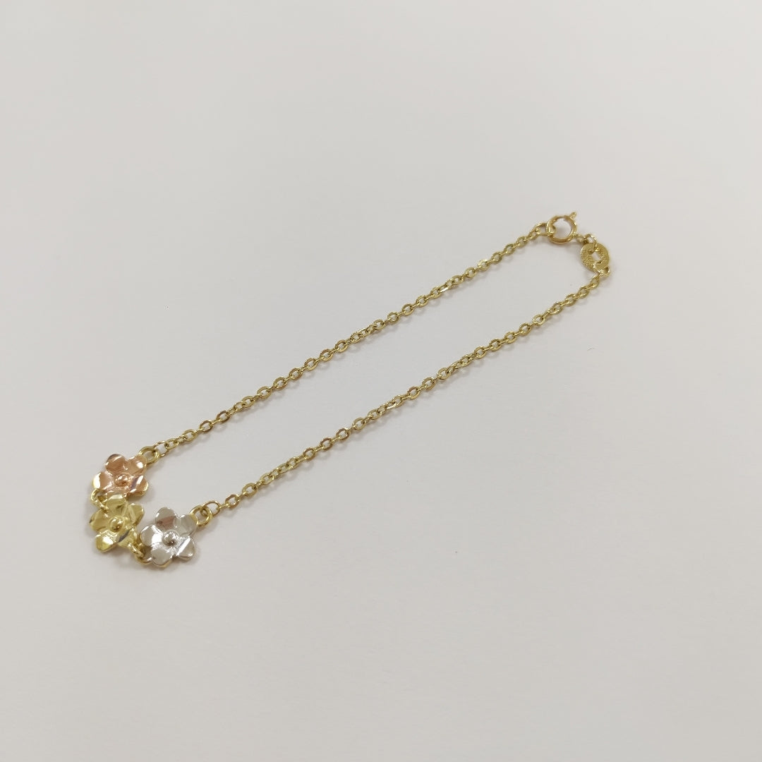 PULSERA TEJIDO ESPECIAL FIG FLORES 14K 18 CM 2 GR (NUEVO)