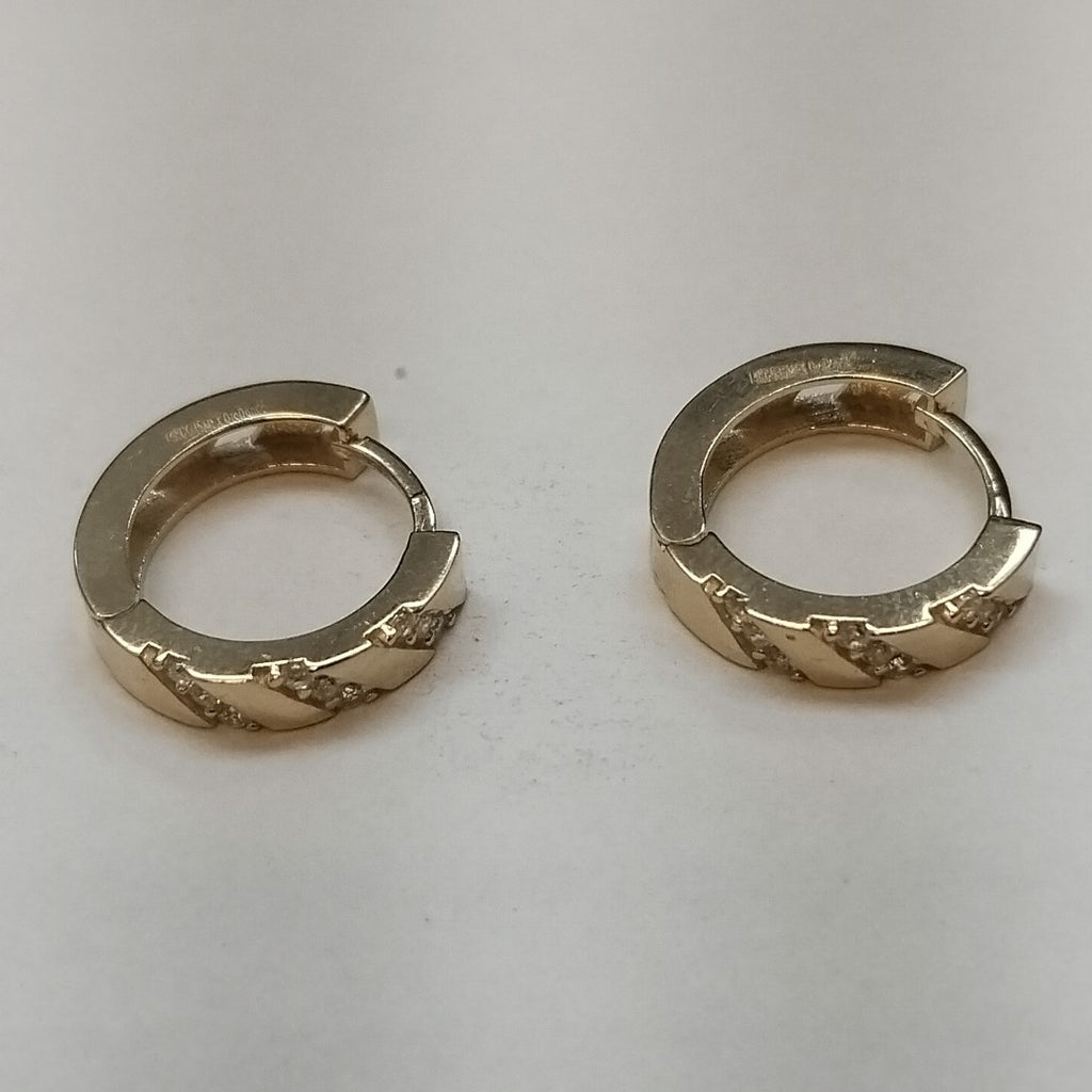 ARETES HUGGIES CON CIRCONIAS 14K 2.2 GR (NUEVO)