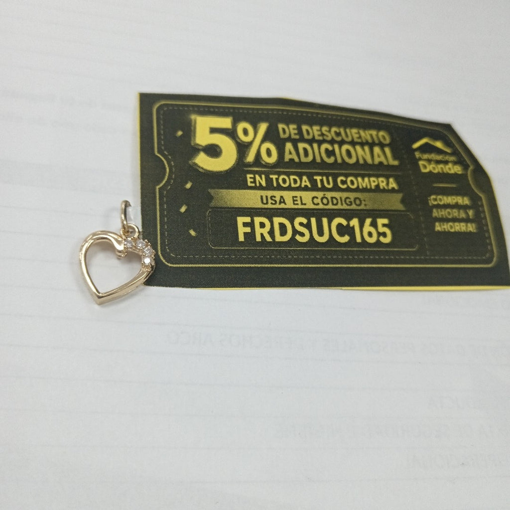 DIJE CORAZON CON CIRCONIAS 14K 1.4 GR (NUEVO)