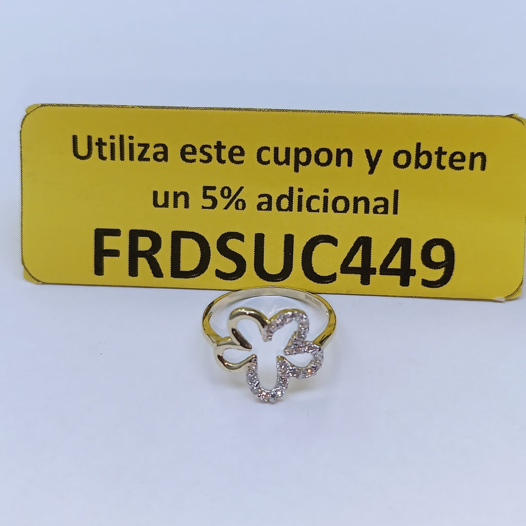 ANILLOS FIG FLOR CON CIRCONIAS 14K TALLA 7 1.5 GR (NUEVO)