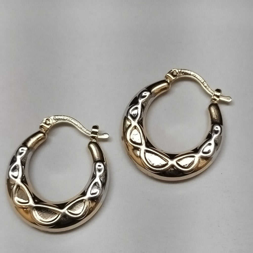 ARETES ARRACADAS COMBINADAS CON INFINITO 14K 2.3 GR (NUEVO)