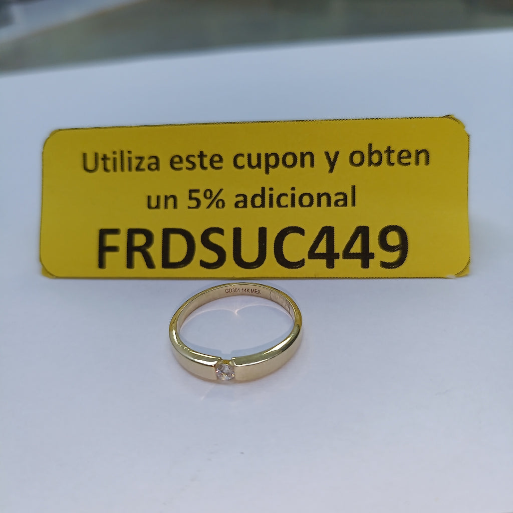 ANILLO ANILLITO SOLITARIO C CIRCONIA 14K 7 TALLA 2.5 GR (NUEVO)