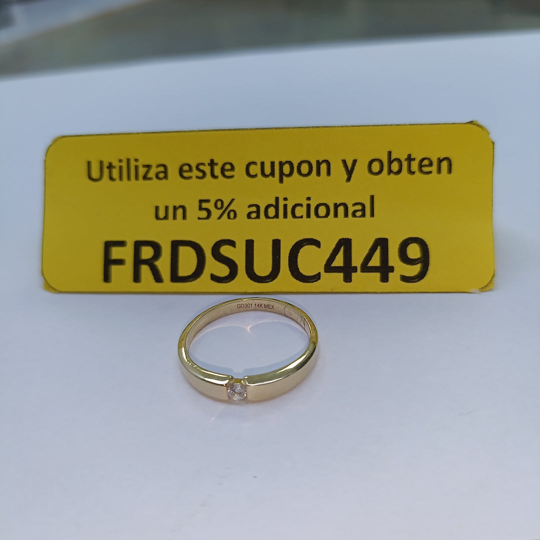 ANILLO ANILLITO SOLITARIO C CIRCONIA 14K 7 TALLA 2.5 GR (NUEVO)