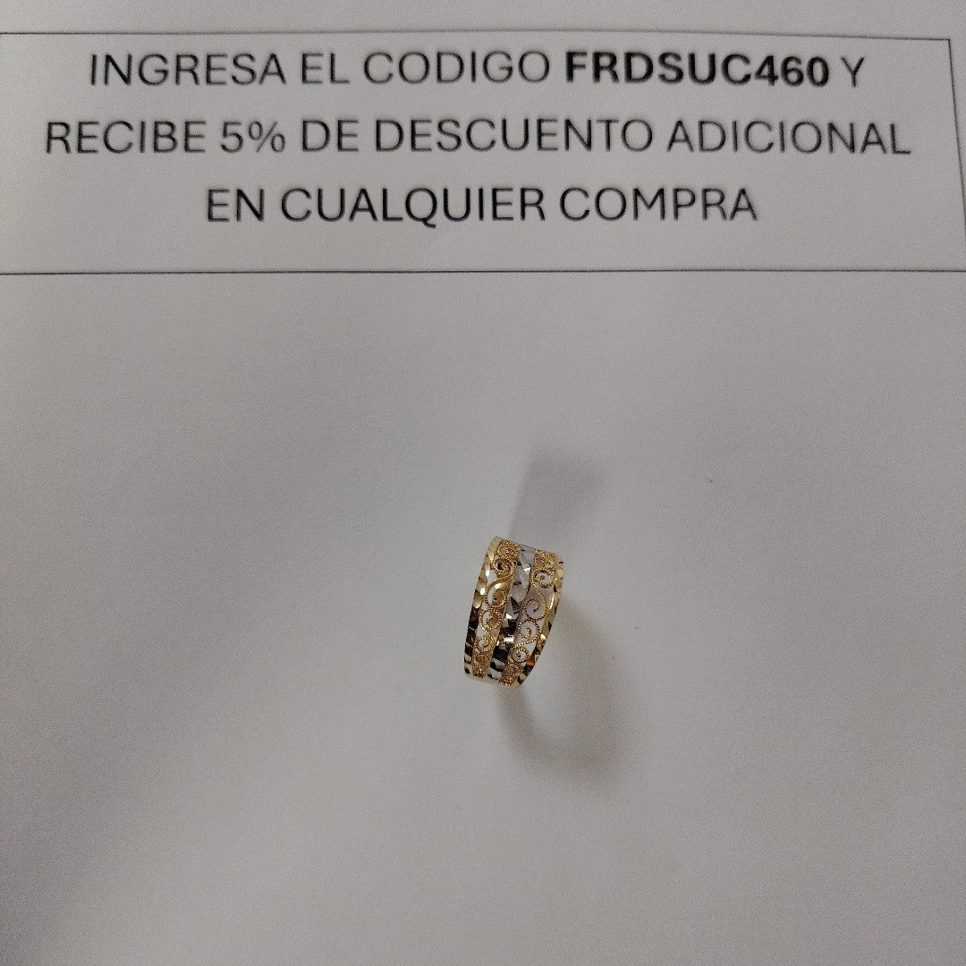 ANILLOS TIPO FILIGRANA COMBINADO 14K TALLA 8 2.7 GR (NUEVO)