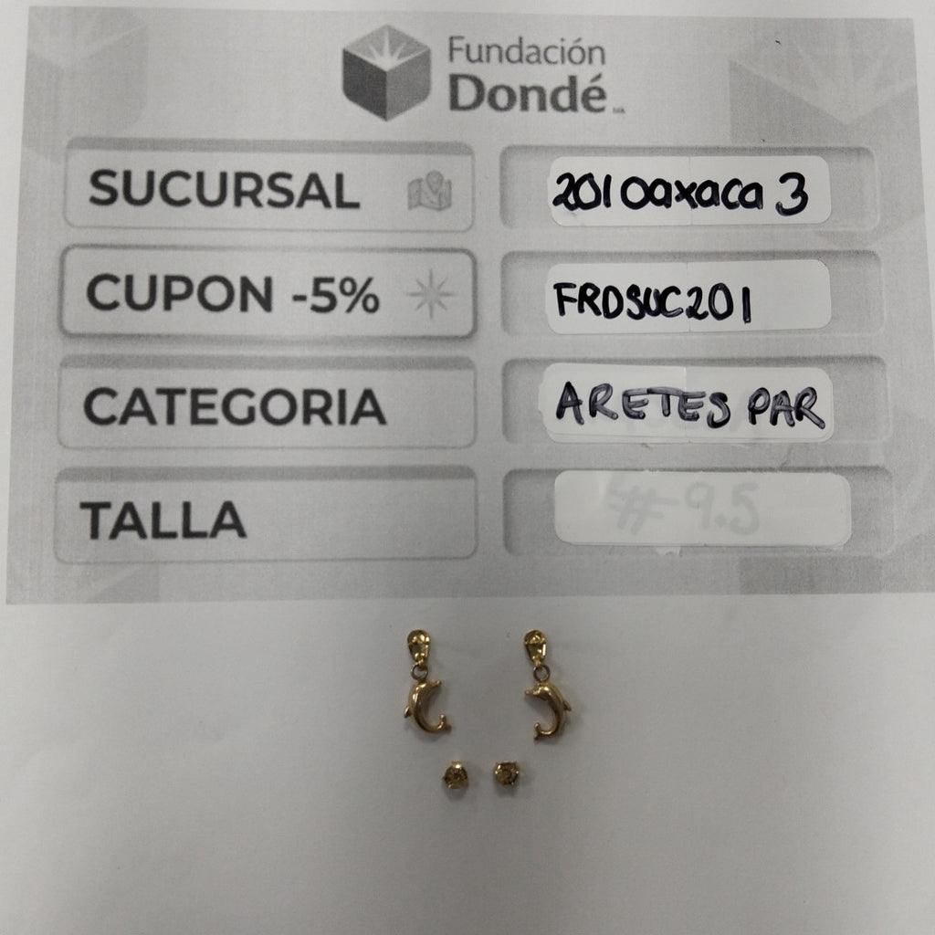 ARETES PAR ORO 14 K 1.9 GRMS (SEMINUEVO)
