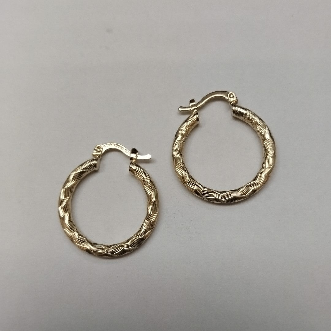 ARETES TEJIDO ARRACADA LABRADA 14K 2.7 GR (NUEVO)
