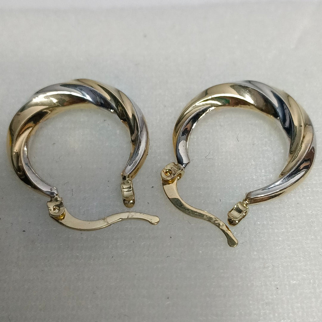 ARETES TEJIDO ARRACADA TRENZADA COMBINADA 14K 1.8 GR (NUEVO)