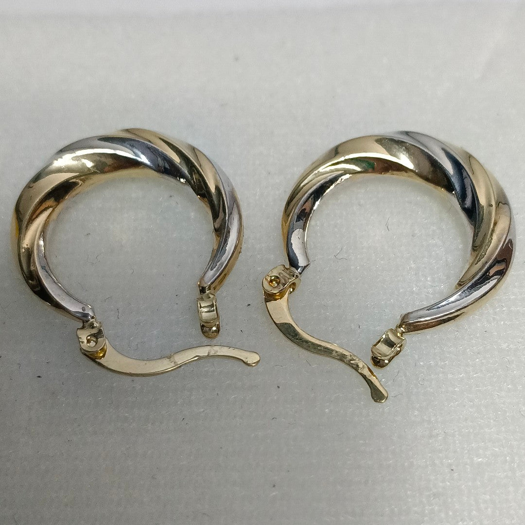 ARETES TEJIDO ARRACADA TRENZADA COMBINADA 14K 1.8 GR (NUEVO)