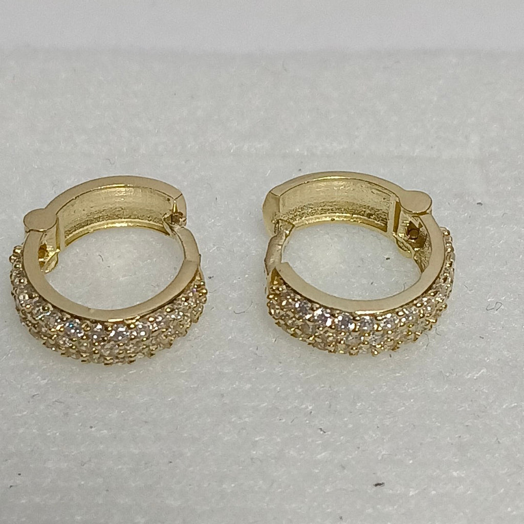 ARETES HUGGIE CON CIRCONIAS 14K 2 GR (NUEVO)
