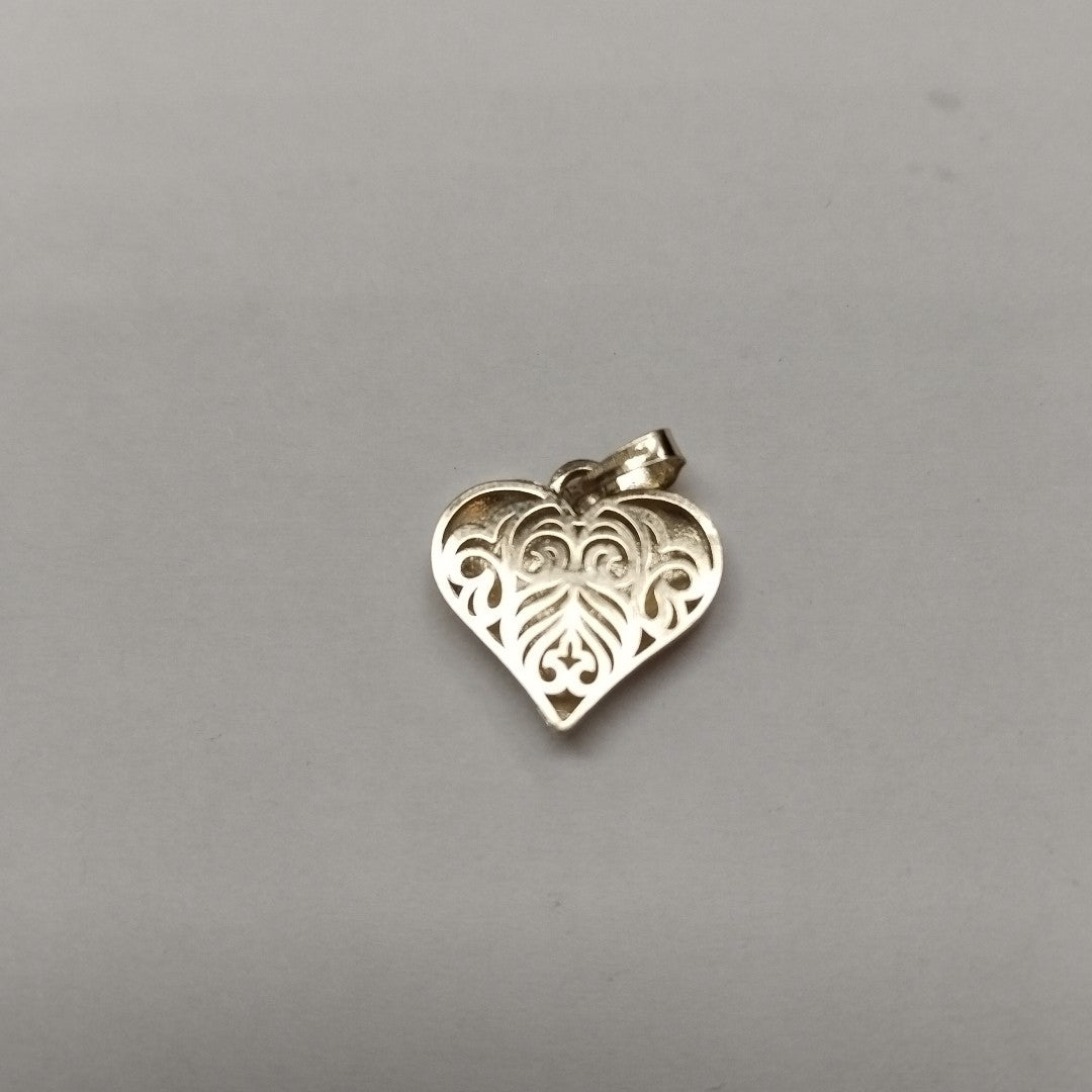 DIJE TEJIDO CORAZON LABRADO COMBINADO 14K 1.2 GR (NUEVO)