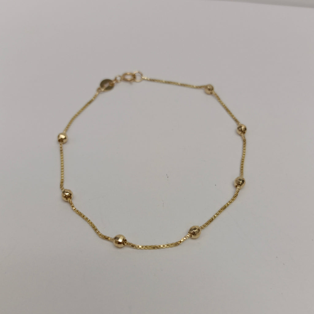 PULSERA ESPECIAL CON BOLITAS 14K 18 CM 1.4 GR (NUEVO)