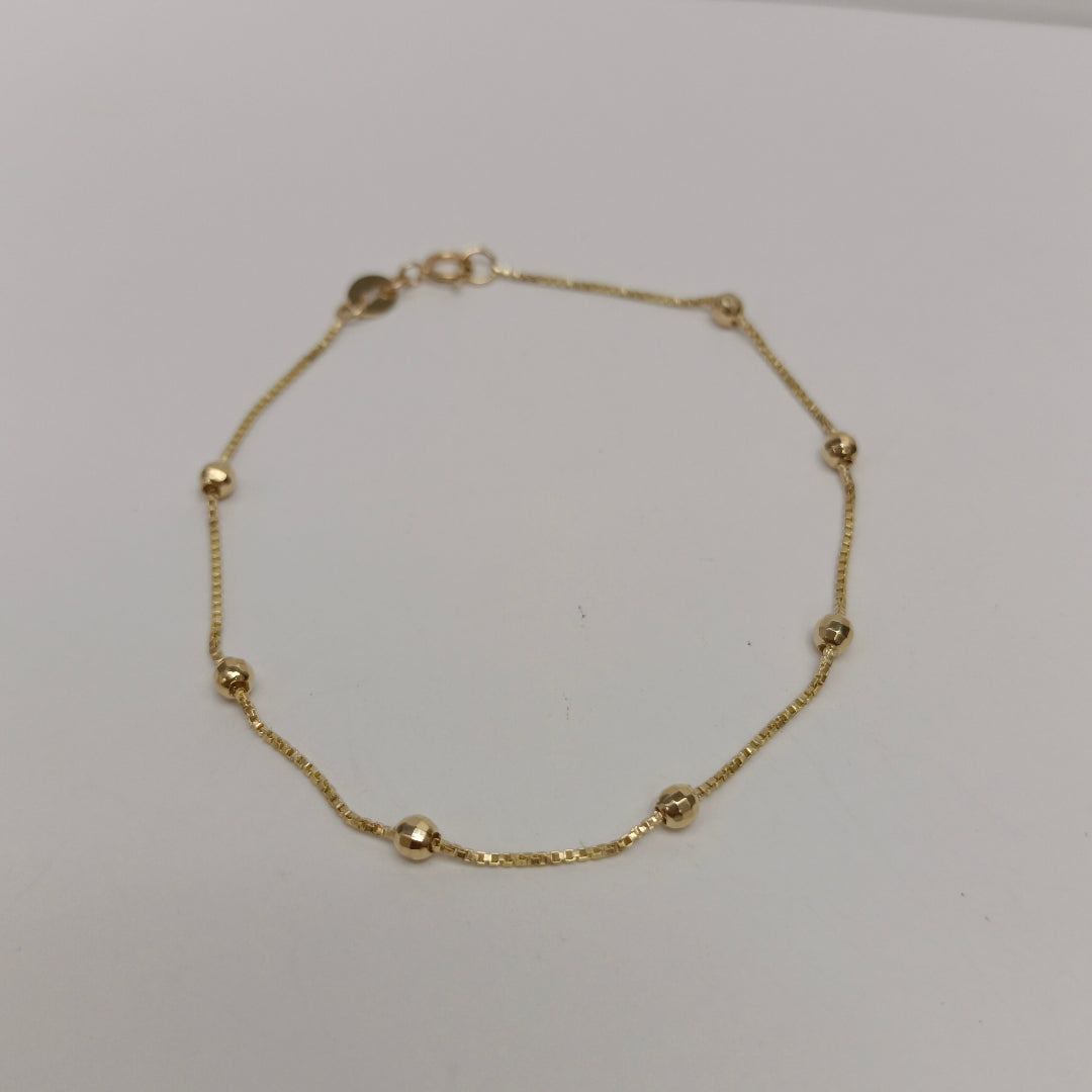 PULSERA ESPECIAL CON BOLITAS 14K 18 CM 1.4 GR (NUEVO)