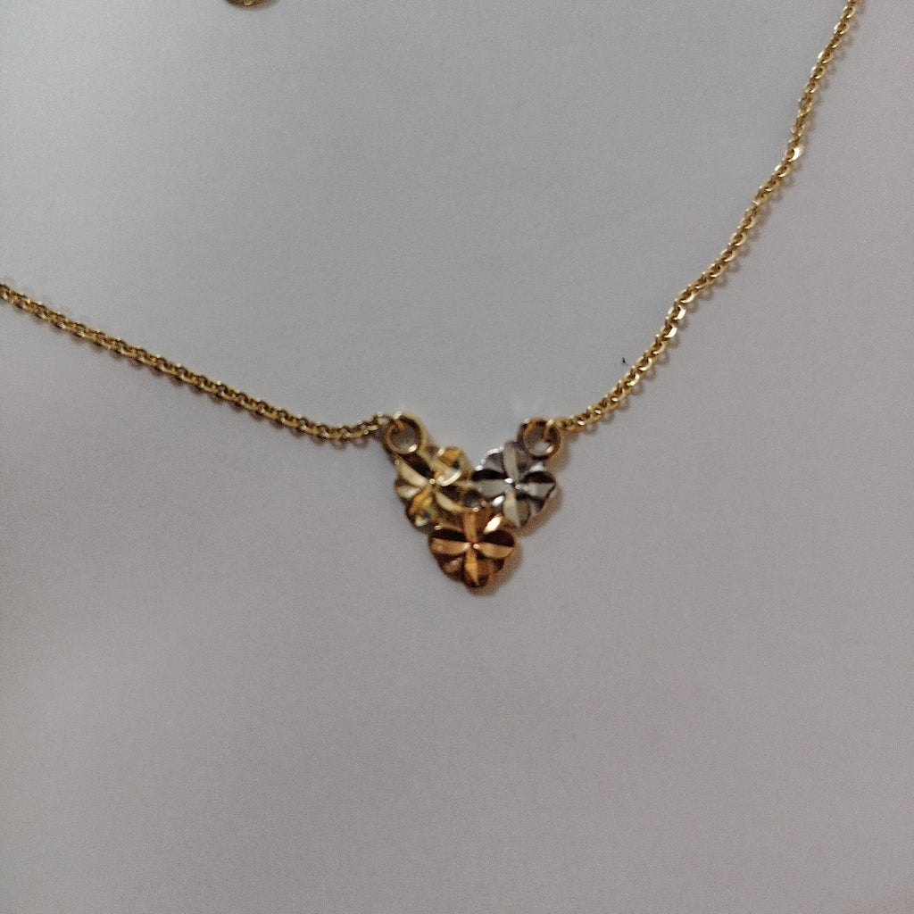 CADENA TEJIDO GARGANTILLA ESPECIAL C FLORES 14K 45 CM 3 GR (NUEVO)