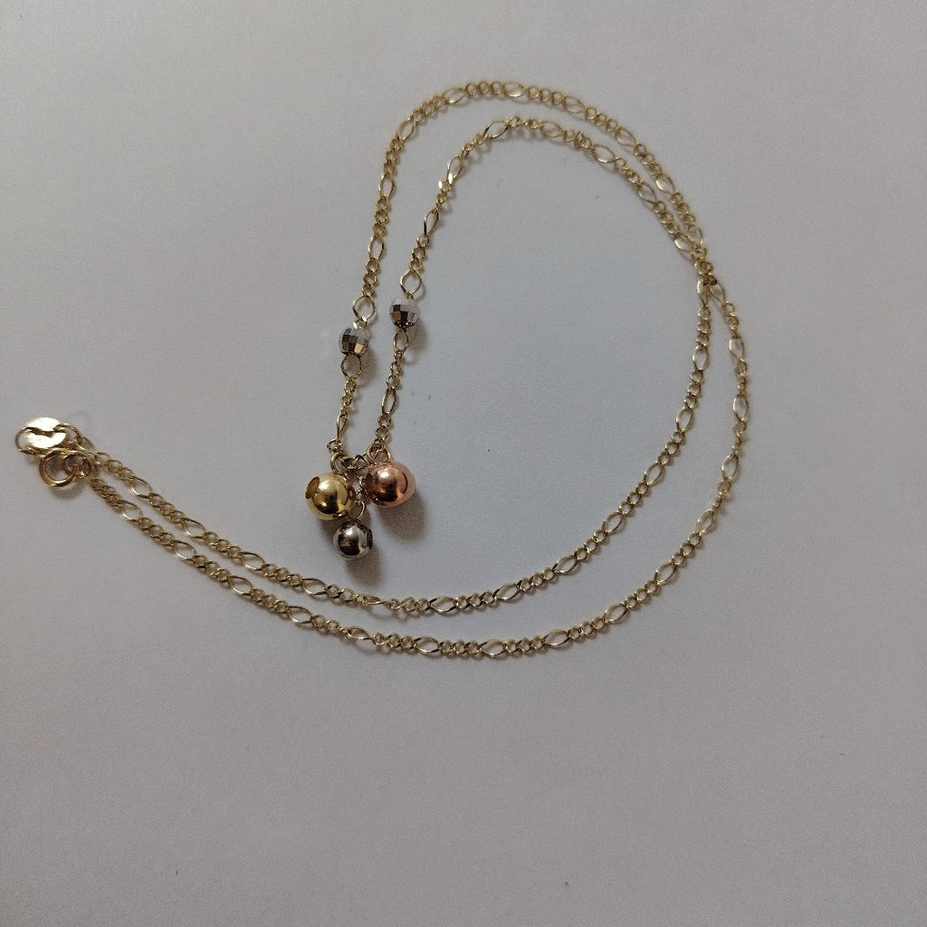 CADENA GARGANTILLA 3X1 CON ESFERAS COMBINADAS 14K 45 CM 3.1 GR (NUEVO)