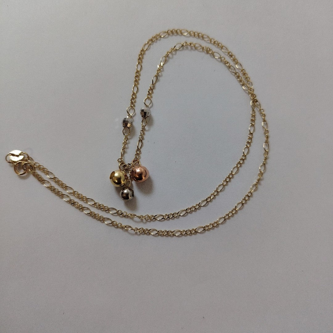 CADENA GARGANTILLA 3X1 CON ESFERAS COMBINADAS 14K 45 CM 3.1 GR (NUEVO)