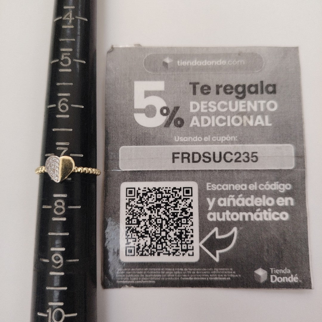 ANILLO ANILLITO FIG CORAZON C CIRCONIAS 14K 8 TALLA 1.7 GR (NUEVO)