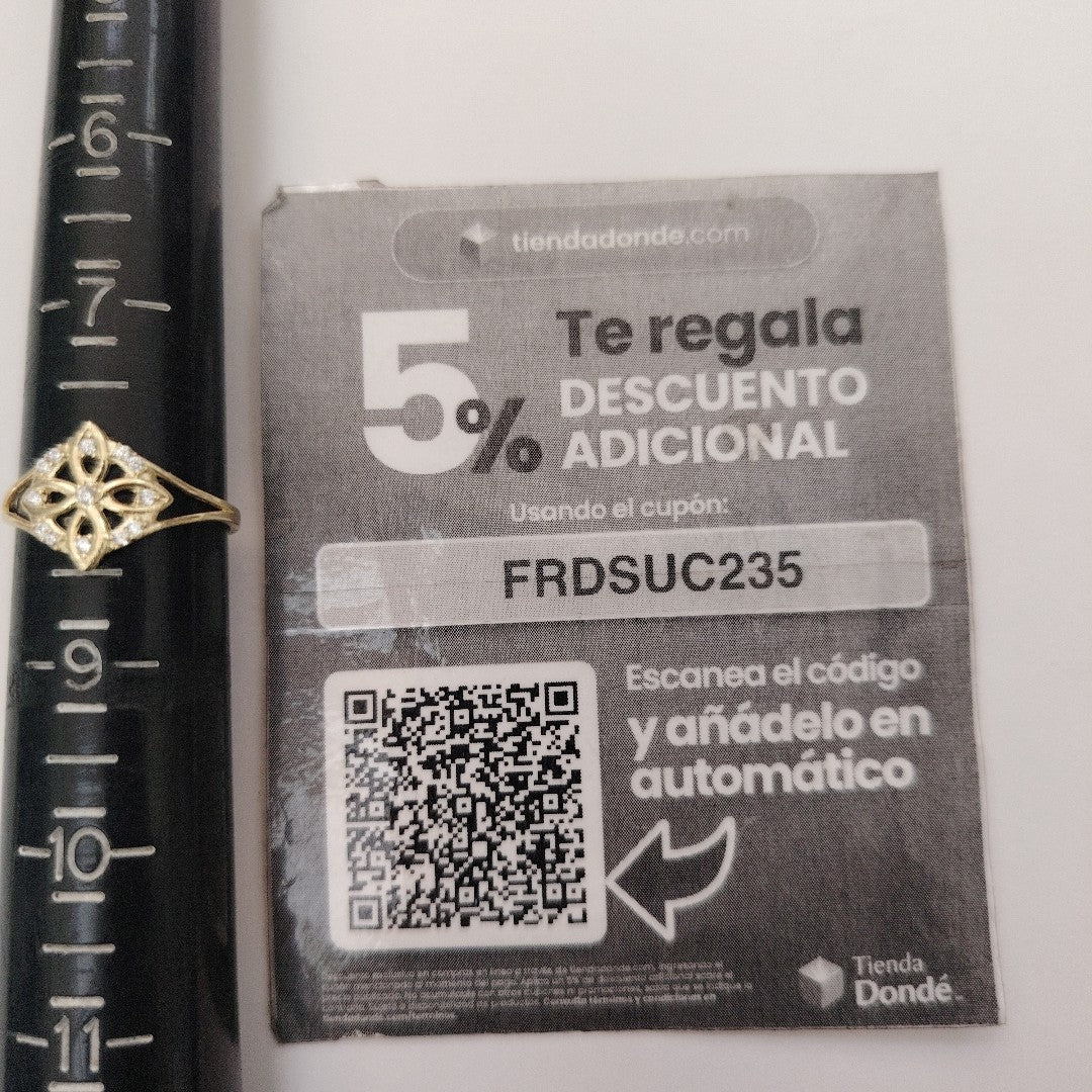 ANILLOS ANILLITO FIG NUDO DE BRUJA CON CIRCONIAS 10K TALLA 8 1.8 GR (NUEVO)