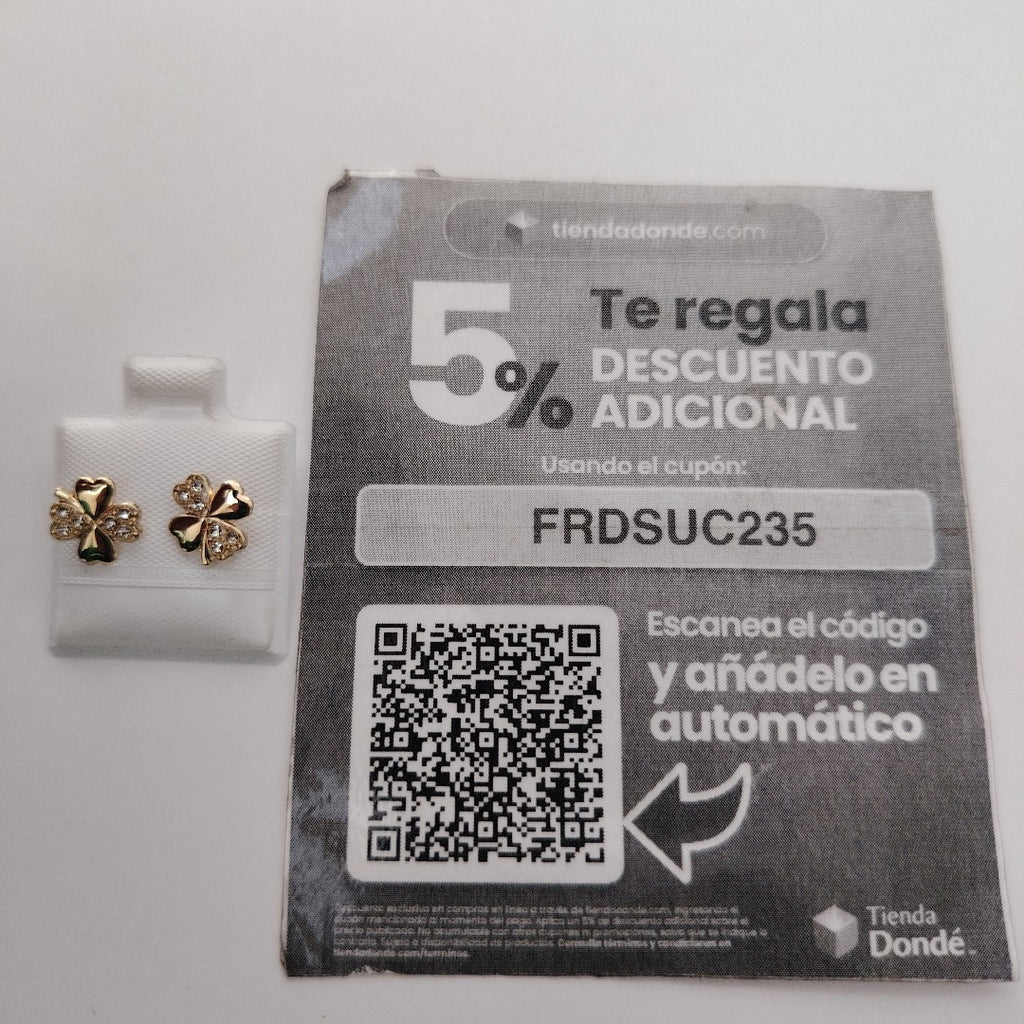 BROQUELES BROQUEL FIG TREBOL 14K 0.2851 GR (NUEVO)