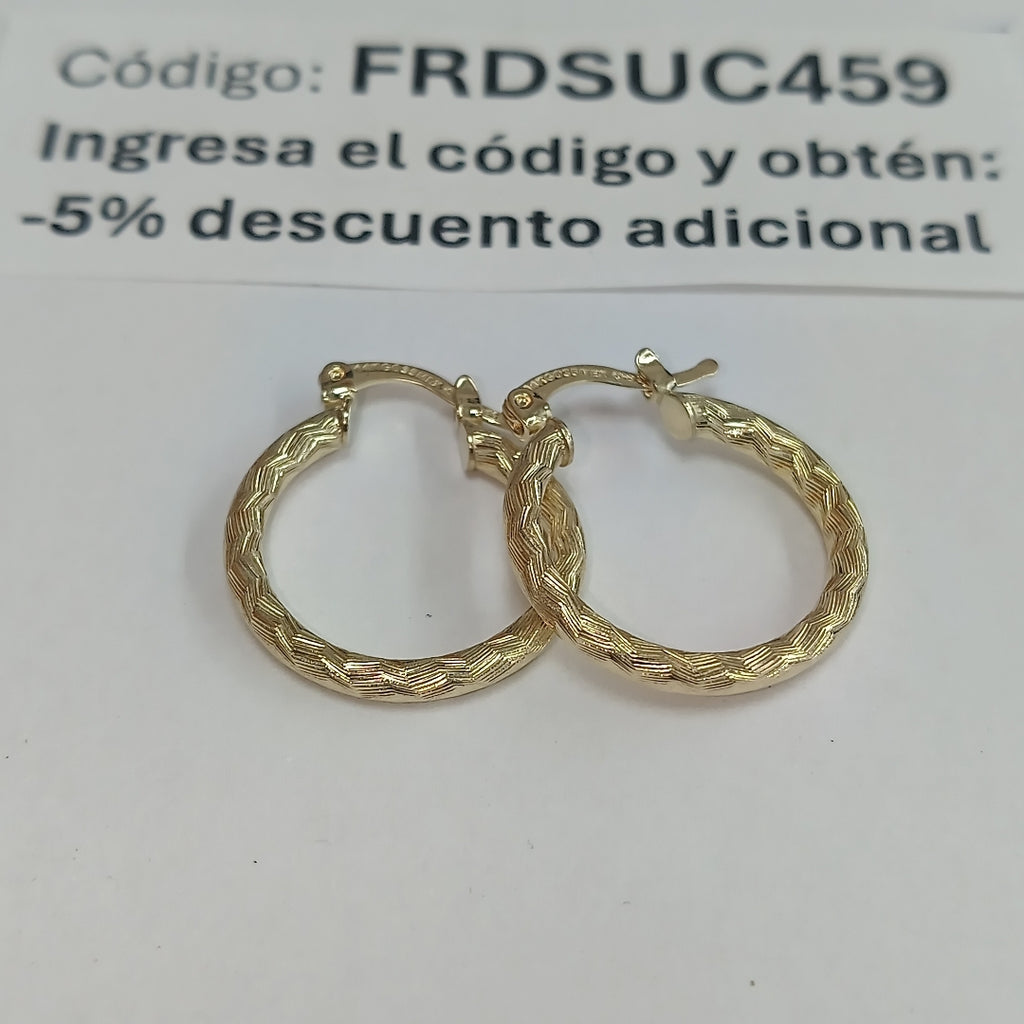 ARETES ARRACADAS LABRADAS 14K 2.1 GR (NUEVO)