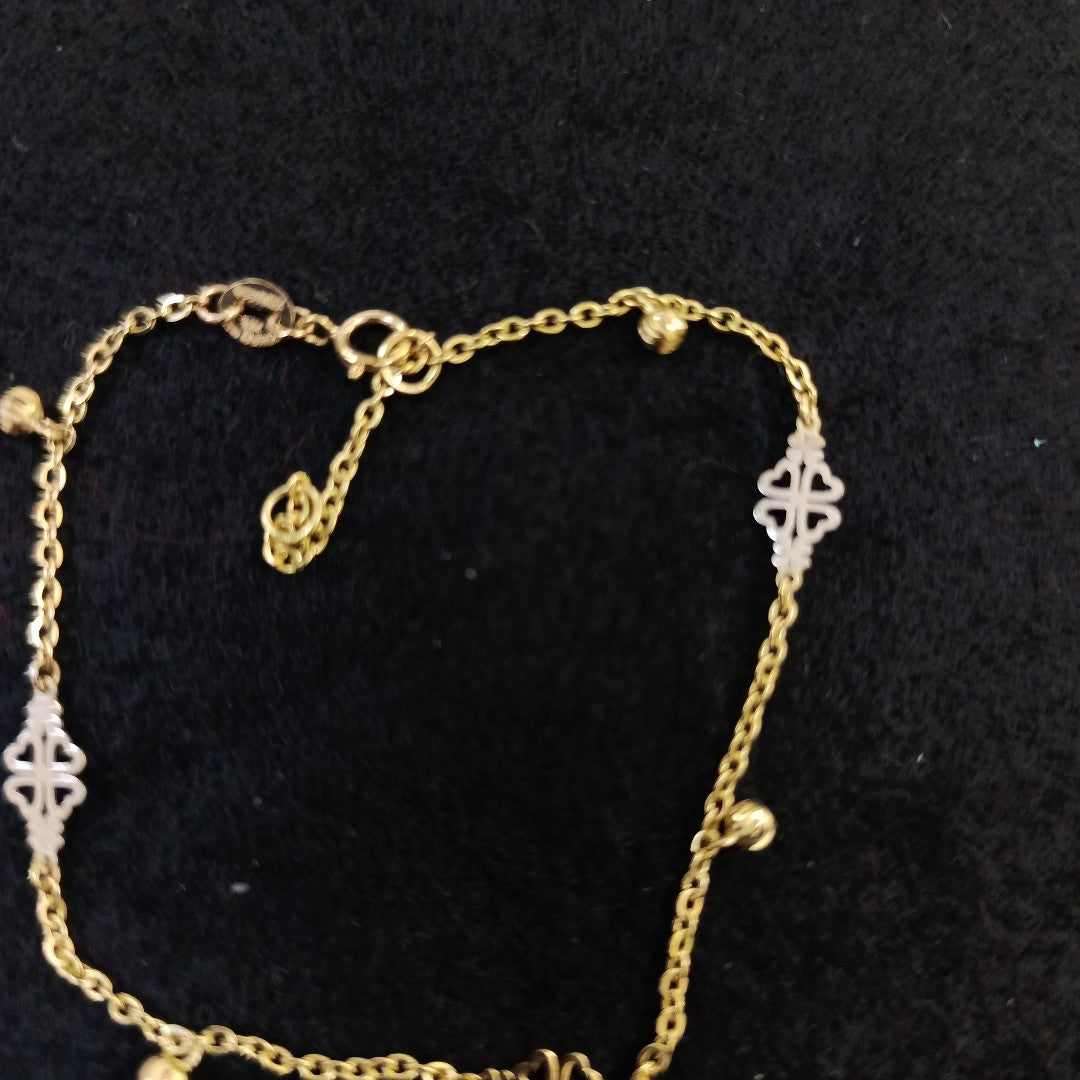 PULSERA ESPECIAL CON TREBOL 14K 18 CM 1.8 GR (NUEVO)